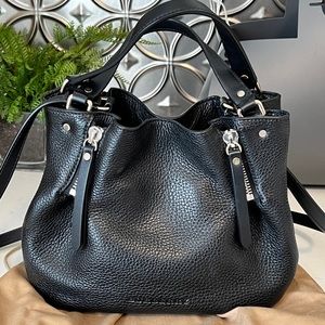 BURBERRY MAIDSTONE SMALL LEATHER TOTE, BLACK
